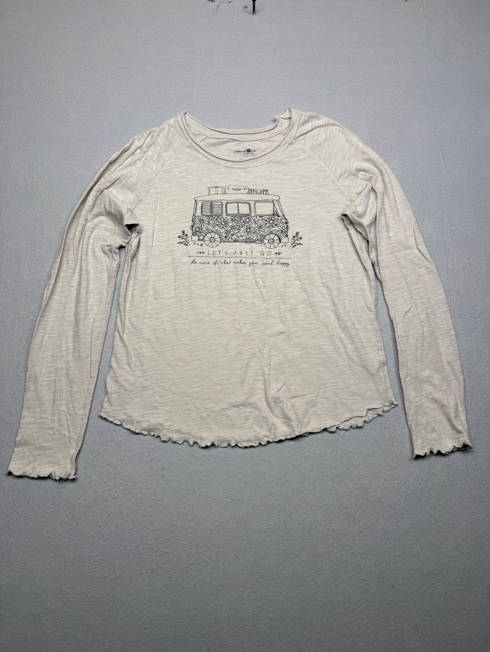 natural life Long Sleeve Shirt Women Medium Cream Casual